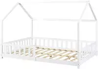 Hausbett Hesel mit Rausfallschutz 120x200cm Wei&szlig; [en.casa]