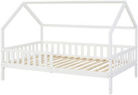 Hausbett mit Rausfallschutz Ydre 120x200 cm Wei&szlig; Kiefernholz [en.casa]