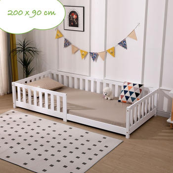 ecoMI Kindebett mit Rausfallschutz 90x200cm wei&szlig;