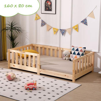 ecoMI Kindebett mit Rausfallschutz 80x160cm natur