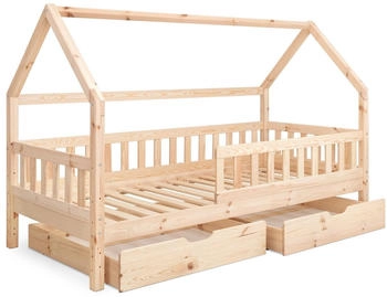 Ehrenkind Hausbett 90x200cm mit Schubladen (HBT-DS-K2-200X90-N)