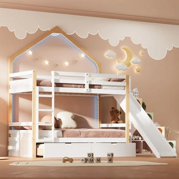 Flieks Etagenbett mit LED 90x200cm weiß Flieks Etagenbett mit LED 90x200cm weiß