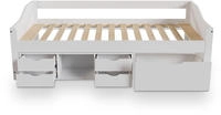 Funktionsbett Nalu 90x200 Cm - Holz Bett Mit Lattenrost & Schubladen - Stauraumbett