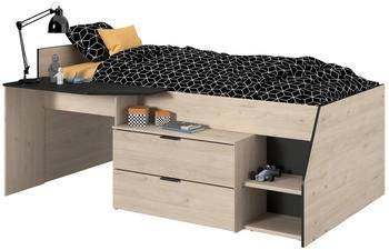 Parisot Milky 90x200cm mit Lattenrostt und Matratze eiche/schwarz