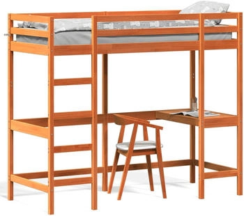 vidaXL Hochbett mit Schreibtisch 90x190 cm weiß