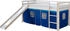 Homestyle4u Hochbett Kinderbett mit Rutsche und blauem Stoffvorhang
