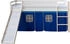 Homestyle4u Hochbett Kinderbett mit Rutsche und blauem Stoffvorhang