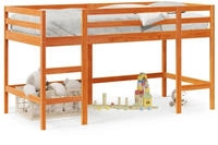 vidaXL Kinderhochbett mit Leiter Wachsbraun 80x200cm Massivholz Kiefer
