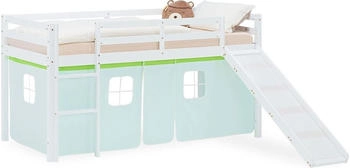 Homestyle4u Kinder Hochbett 90x200 weiß/grün