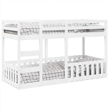 vidaXL Etagenbett Weiß 90x200 cm Massivholz Kiefer (3308590)