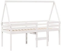 vidaXL Hochbett mit Dach Wei&szlig; 80x200 cm Massivholz Kiefer