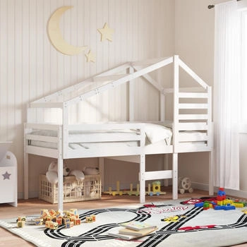 vidaXL Dach für Kinderbett Weiß 198x97x113 cm Massivholz Kiefer (846877)