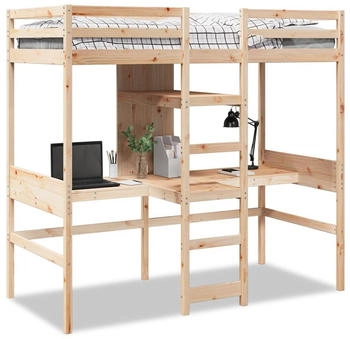 vidaXL Hochbett ohne Matratze 75x190 cm Massivholz Kiefer (3308550)