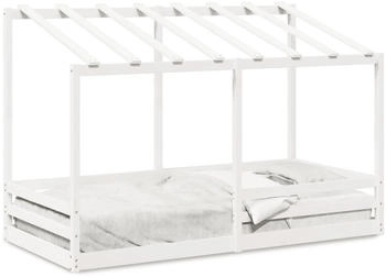 vidaXL Kinderbett mit Dach Weiß 100x200 cm Massivholz Kiefer (846998)
