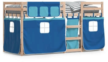 vidaXL Etagenbett mit Vorhängen Blau 90x200 cm Massivholz Kiefer (3283929)