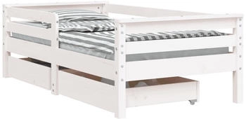 vidaXL Kinderbett mit Schubladen Weiß 70x140 cm Massivholz Kiefer (834442)