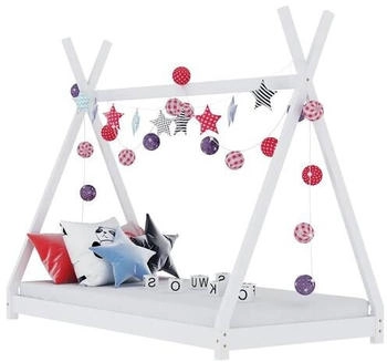vidaXL Kinder-Bettgestell Weiß Massivholz Kiefer 70 x 140 cm (283358)