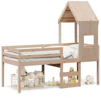 vidaXL Hochbett mit Dach 75x190 cm Massivholz Kiefer (3282019)
