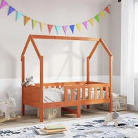 vidaXL Kinderbett Hausbett Wachsbraun 70x140 cm Kiefer