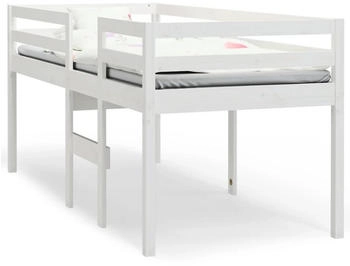 vidaXL Hochbett Weiß 90x200 cm Massivholz Kiefer (821605)