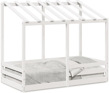 vidaXL Kinderbett mit Dach Weiß 90x200 cm Massivholz Kiefer (847001)