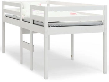 vidaXL Hochbett Weiß 90x190 cm Massivholz Kiefer (821615)