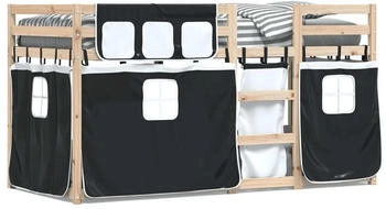 vidaXL Etagenbett mit Vorhängen Weiß & Schwarz 80x200 cm Kiefernholz (3283898)