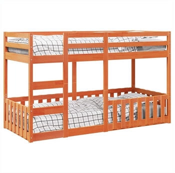 vidaXL Etagenbett Wachsbraun 90x200 cm Massivholz Kiefer (3308591)