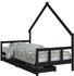 vidaXL Kinderbett mit Schubladen Schwarz 90x200 cm Massivholz Kiefer (834554)