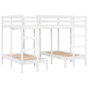vidaXL Dreifach-Etagenbett Weiß 140x200/70x140 cm Massivholz Kiefer (3308578)