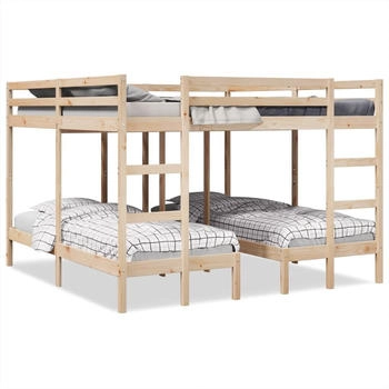 vidaXL Dreifach-Etagenbett 200x200/80x200 cm Massivholz Kiefer (3308583)