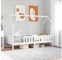 vidaXL Kinderbett Hausbett Wei&szlig; 90x200 cm Massivholz Kiefer