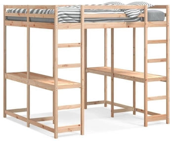 vidaXL Hochbett mit Schreibtisch & Leiter 160x200 cm Massivholz Kiefer (3284233)