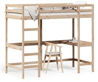 vidaXL Hochbett mit Schreibtisch 90x200 cm Massivholz Kiefer