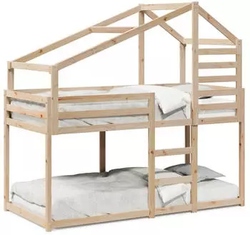vidaXL Etagenbett mit Dach 75x190 cm Massivholz Kiefer (3281967)