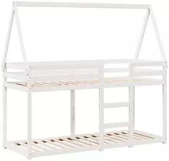 vidaXL Etagenbett mit Dach Weiß 80x200 cm Massivholz Kiefer (3282082)