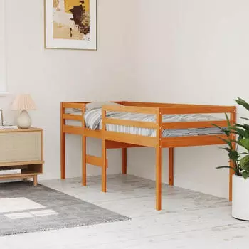vidaXL Hochbett Wachsbraun 90x190 cm Massivholz Kiefer (844483)