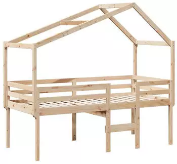 vidaXL Hochbett mit Dach 80x200 cm Massivholz Kiefer (3282055)