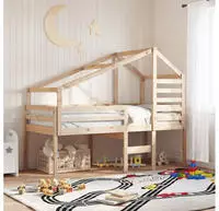 vidaXL Hochbett mit Dach 75x190 cm Massivholz Kiefer