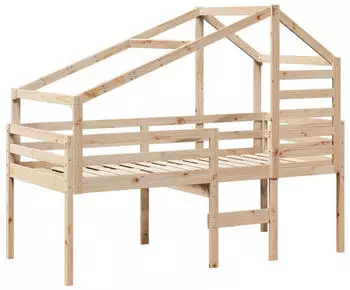 vidaXL Hochbett mit Dach 90x200 cm Massivholz Kiefer (3281977)