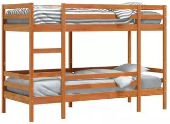 vidaXL Etagenbett Wachsbraun 90x190 cm Massivholz Kiefer (3284223)