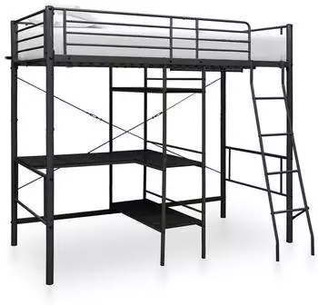 vidaXL Etagenbett mit Tischrahmen Schwarz Metall 90x200 cm (287907)