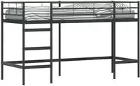 vidaXL Kinderloftbett Schwarz 90 x 190 cm Stahl
