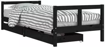 vidaXL Kinderbett mit Schubladen Schwarz 80x200 cm Massivholz Kiefer (834407)