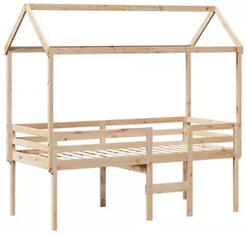 vidaXL Hochbett mit Dach 75x190 cm Massivholz Kiefer (3282141)