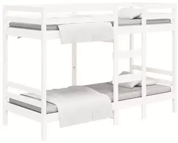 vidaXL Etagenbett Weiß 75x190 cm Massivholz Kiefer (3139845)