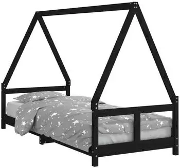 vidaXL Kinderbett Schwarz 80x200 cm Massivholz Kiefer (834452)