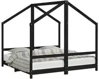vidaXL Kinderbett Schwarz 2x(80x160) cm Massivholz Kiefer