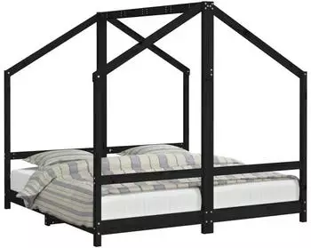 vidaXL Kinderbett Schwarz 2x(80x160) cm Massivholz Kiefer (3200597)