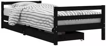 vidaXL Kinderbett mit Schubladen Schwarz 80x200 cm Massivholz Kiefer (834437)